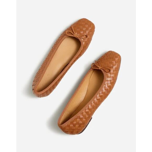 Madewell Shoes - Madewell The Anelise Leather Woven Ballet Flat in "Warm Coffee" Brown Size 8